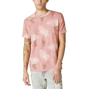 Lucky Brand Men’s Short Sleeve Linen Leaf Print Pocket Crew Tshirt(Multi)