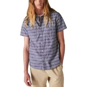 Lucky Brand Men’s Striped Short Sleeve Shirt(Blue Stripe)
