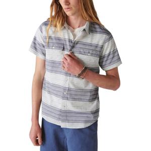 Lucky Brand Men’s Striped Short Sleeve Shirt(Blue/White Stripe)