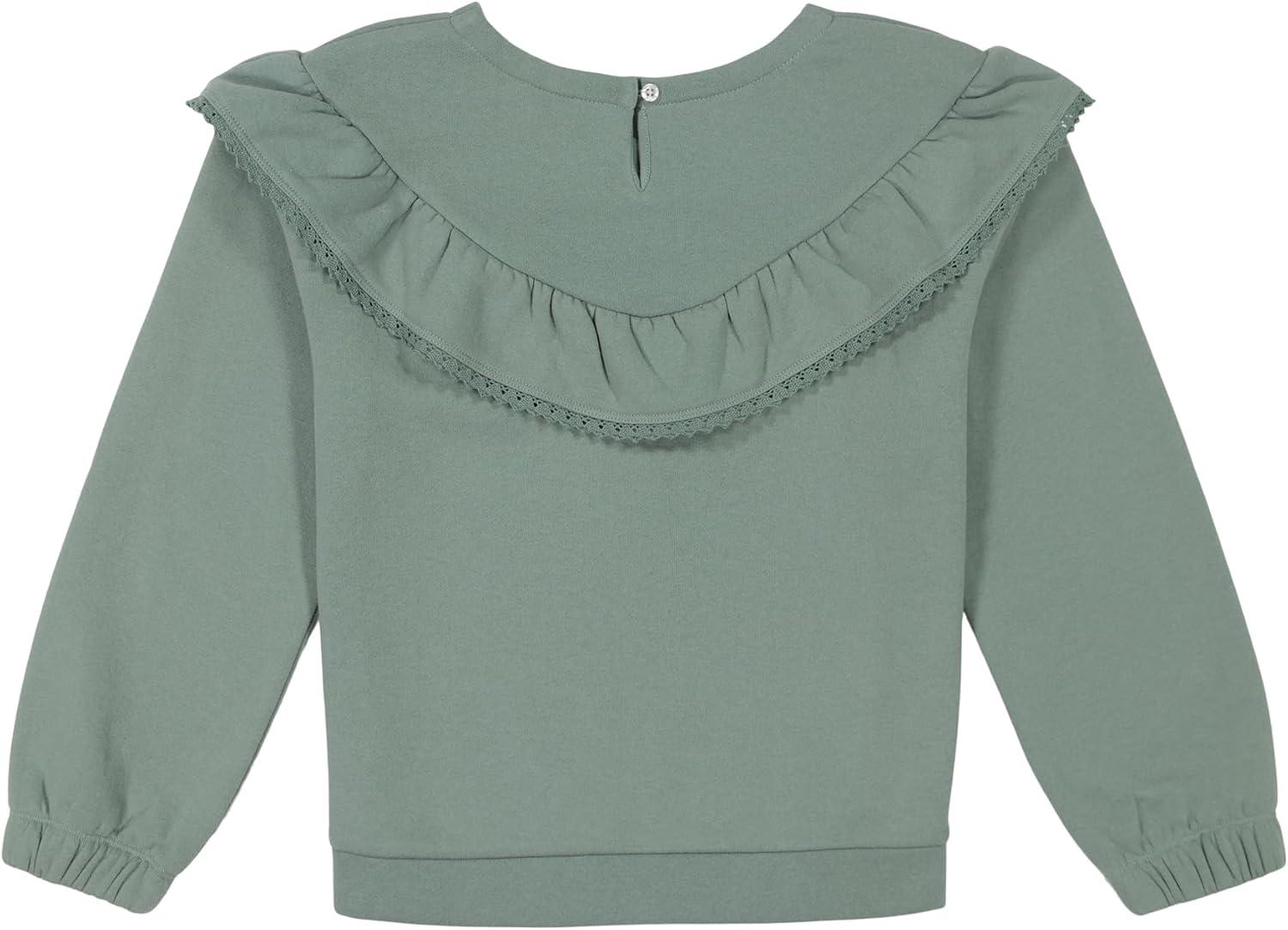 image:imageLucky Brand Pullover Fleece Crewneck SweatshirtGreen Ruffle
