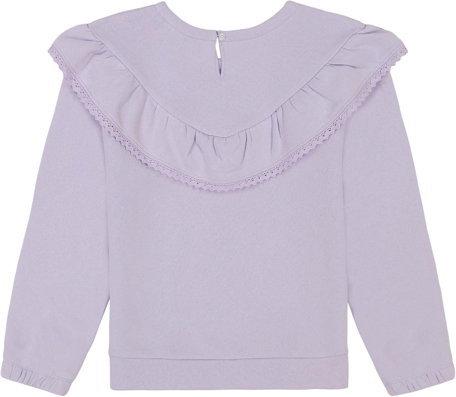 image:imageLucky Brand Pullover Fleece Crewneck SweatshirtPurple Ruffle