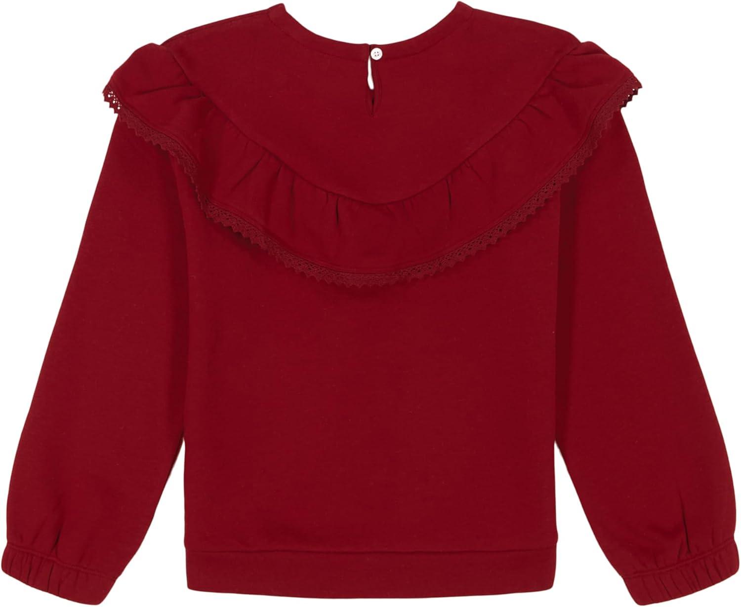 image:imageLucky Brand Pullover Fleece Crewneck SweatshirtRed Ruffle