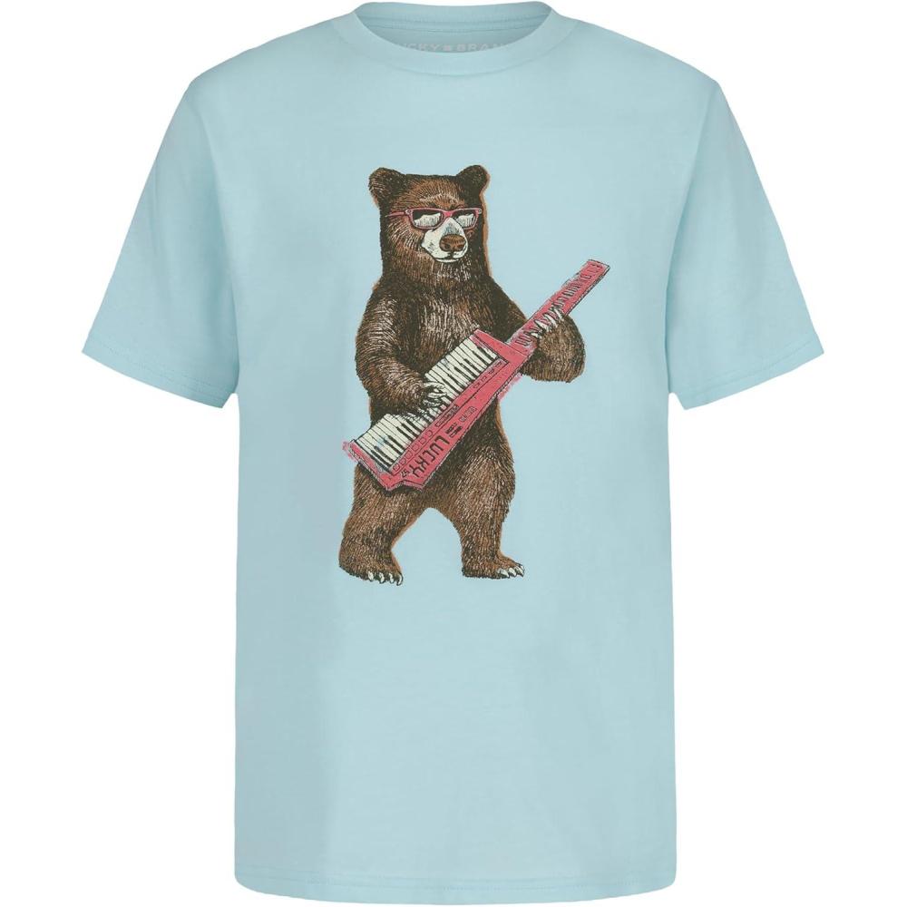 image:imageLucky Brand Boys Short Sleeve Graphic Crew Neck TShirt Soft Comfortable Relaxed Fit Keytar Bear Clearwater 1416
