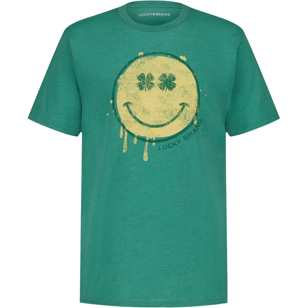 image:imageLucky Brand Boys Short Sleeve Graphic Crew Neck TShirt Soft Comfortable Relaxed Fit Melty Smile Bottle Green 1416
