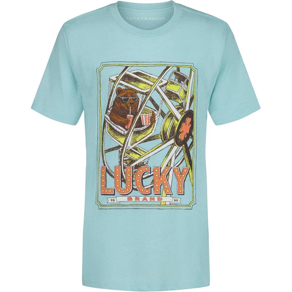 image:imageLucky Brand Boys Short Sleeve Graphic Crew Neck TShirt Soft Comfortable Relaxed FitBear Wheel Antigua Surf