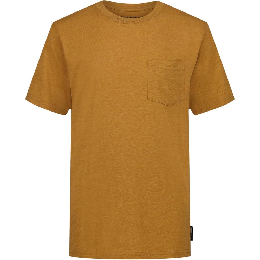 image:imageLucky Brand Boys Short Sleeve Slub Pocket Crew Neck TShirt Soft Comfortable Relaxed FitBurnt Sugar Heather