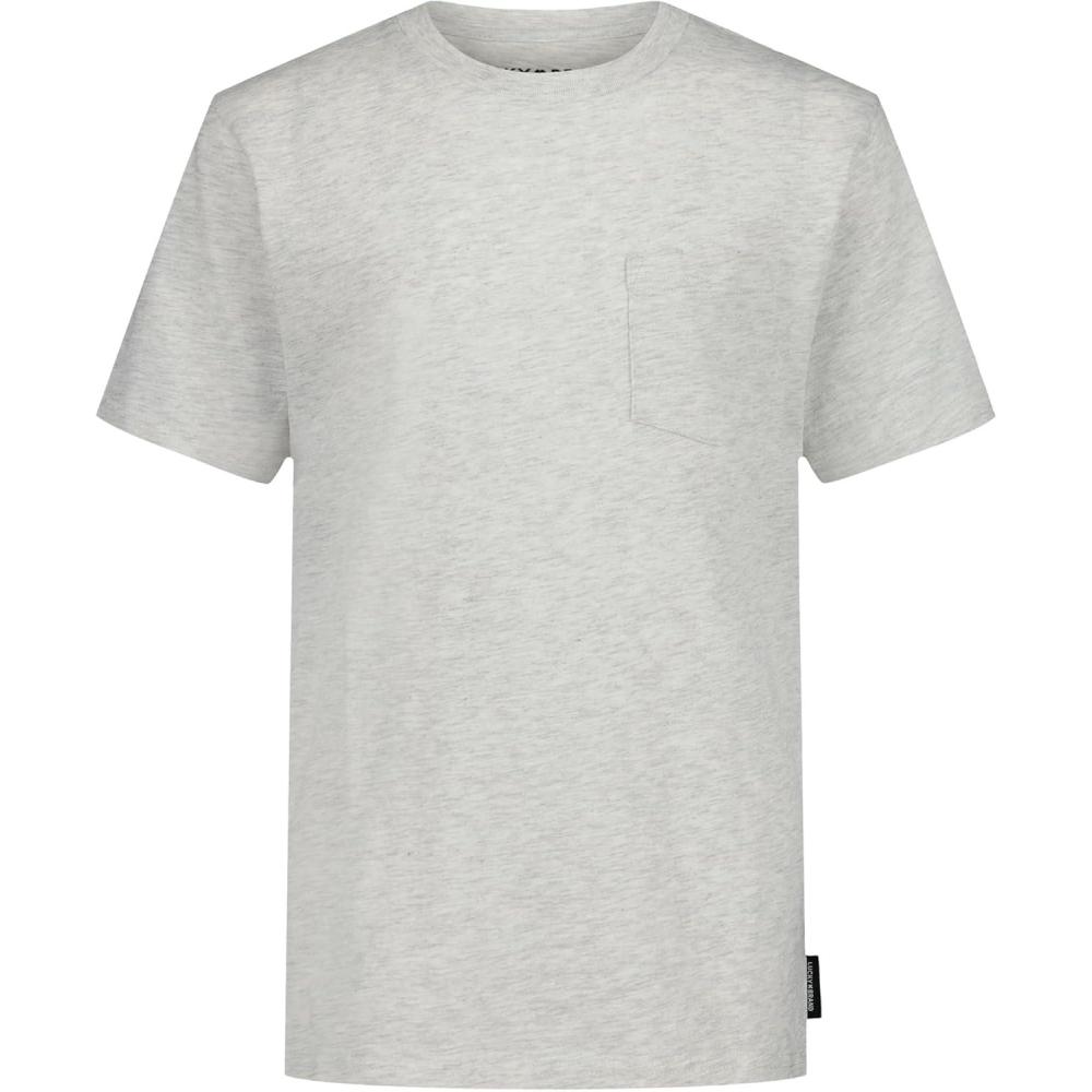 image:imageLucky Brand Boys Short Sleeve Slub Pocket Crew Neck TShirt Soft Comfortable Relaxed FitOat Heather