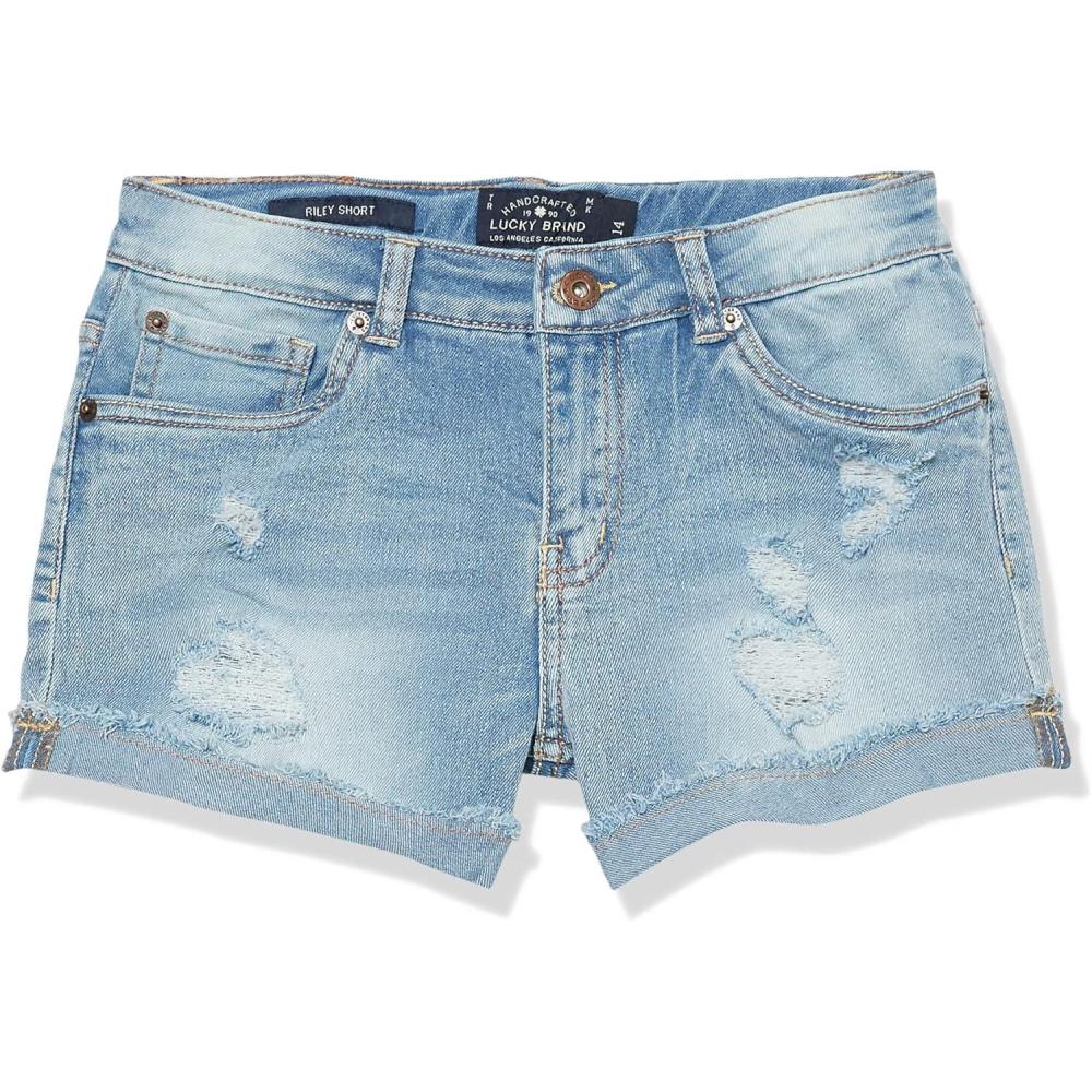 image:imageLucky Brand Girls Cuffed Jean Shorts Stretch Denim with 5 Pockets Mid to High Rise WaistRonnie Tori