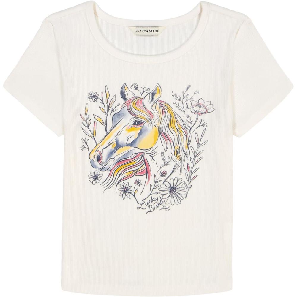 image:imageLucky Brand Girls Short Sleeve Babydoll TShirt Soft amp ComfortableHorse Meadow