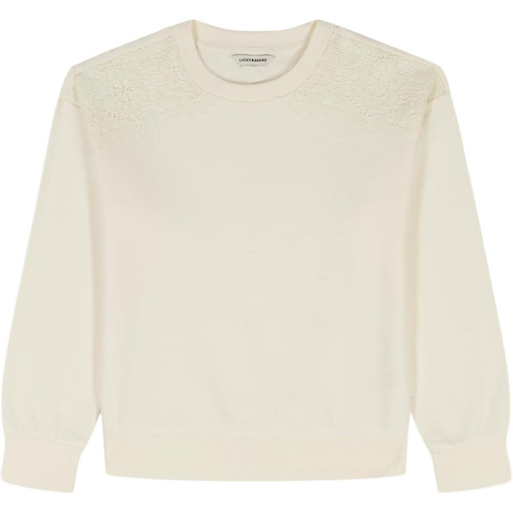 image:imageLucky Brand Pullover Fleece Crewneck SweatshirtGardenia