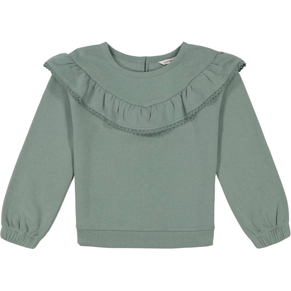 image:imageLucky Brand Pullover Fleece Crewneck SweatshirtGreen Ruffle