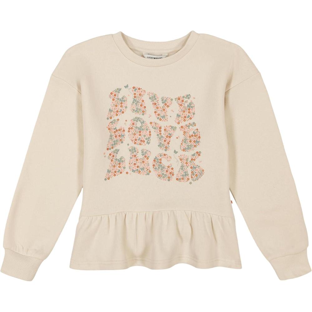image:imageLucky Brand Pullover Fleece Crewneck SweatshirtParchment Love