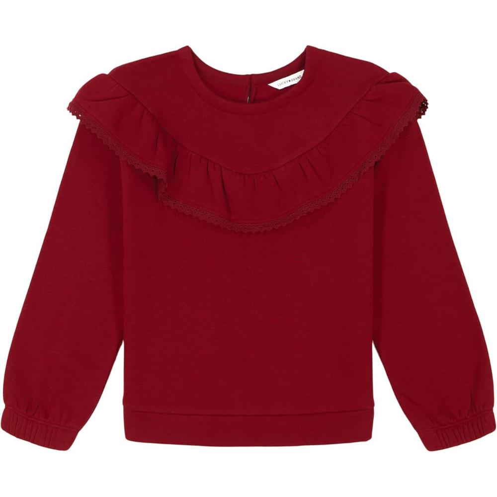 image:imageLucky Brand Pullover Fleece Crewneck SweatshirtRed Ruffle