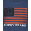 Lucky Brand Boys’ Short Sleeve Graphic Crew Neck T-Shirt, Soft, Comfortable, Relaxed Fit(Peace Flag Dark Denim)