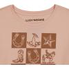 Lucky Brand Girl’s Short Sleeve Graphic T-Shirt, Tagless Cotton Tee with Fun Designs(Checkered Peach Whip)