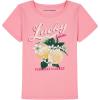 Lucky Brand Girl’s Short Sleeve Graphic T-Shirt, Tagless Cotton Tee with Fun Designs(Peony Local Lemons)