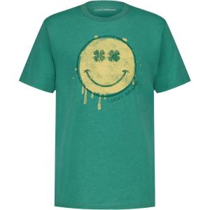 Lucky Brand Boys’ Short Sleeve Graphic Crew Neck T-Shirt, Soft, Comfortable, Relaxed Fit, Melty Smile Bottle Green, 14-16