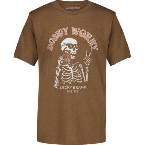 Lucky Brand Boys’ Short Sleeve Graphic Crew Neck T-Shirt, Soft, Comfortable, Relaxed Fit(Donut Worry Coffee)