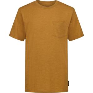 Lucky Brand Boys’ Short Sleeve Slub Pocket Crew Neck T-Shirt, Soft, Comfortable, Relaxed Fit(Burnt Sugar Heather)