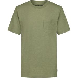 Lucky Brand Boys’ Short Sleeve Slub Pocket Crew Neck T-Shirt, Soft, Comfortable, Relaxed Fit(Oil Green Heather)