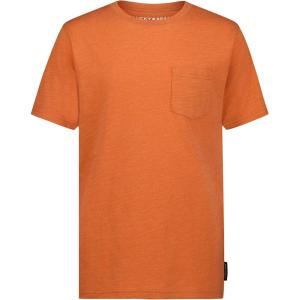 Lucky Brand Boys’ Short Sleeve Slub Pocket Crew Neck T-Shirt, Soft, Comfortable, Relaxed Fit(Rust Heather)