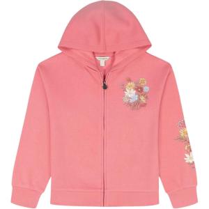 Lucky Brand Girls’ Long Sleeve Fleece Full Zip Hoodie With Ribbed Cuffs & Waist(Wild Rose Bouquet)