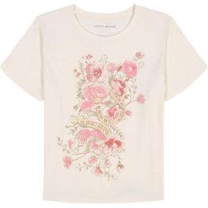 Lucky Brand Girl’s Short Sleeve Graphic T-Shirt, Tagless Cotton Tee with Fun Designs(Gardenia Boquet)