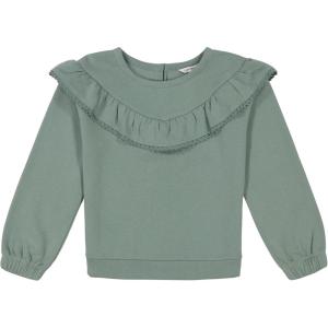 Lucky Brand Pullover Fleece Crewneck Sweatshirt(Green Ruffle)