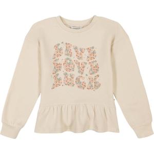 Lucky Brand Pullover Fleece Crewneck Sweatshirt(Parchment Love)