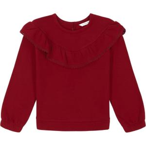 Lucky Brand Pullover Fleece Crewneck Sweatshirt(Red Ruffle)