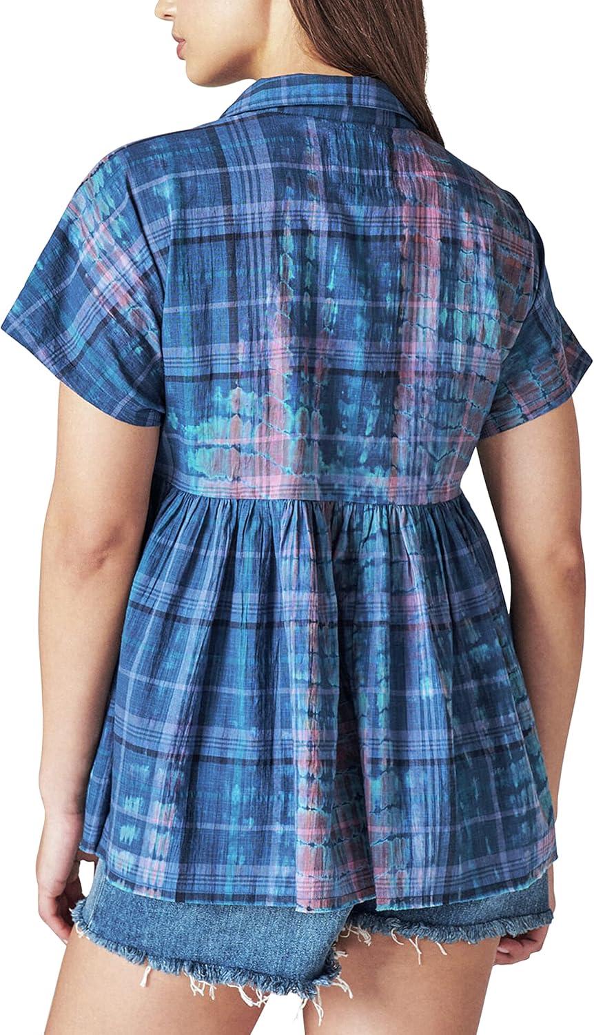 image:imageLucky Brand Womens Babydoll Tunic ShirtBlue Tie Dye