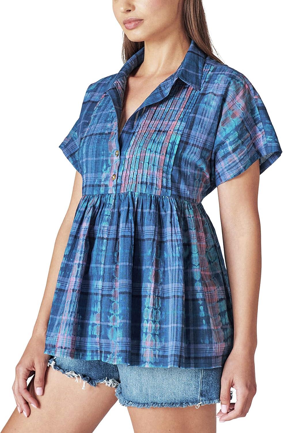 image:imageLucky Brand Womens Babydoll Tunic ShirtBlue Tie Dye