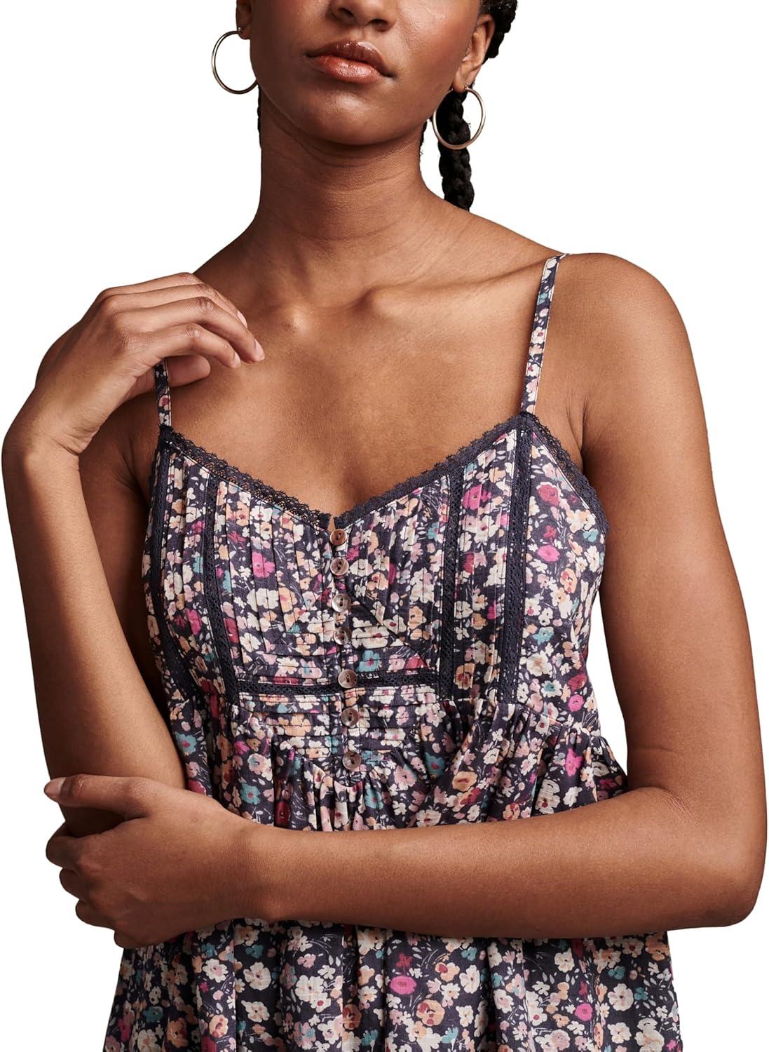 image:imageLucky Brand Womens Lucky Brand Womens Printed Pintuck Bodice MiniNightshadow Multi