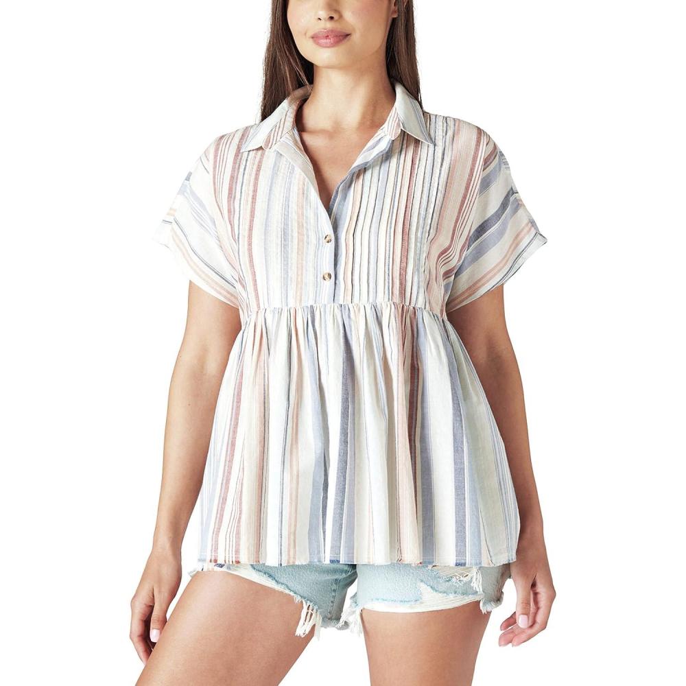 image:imageLucky Brand Womens Babydoll Tunic ShirtCream Multi