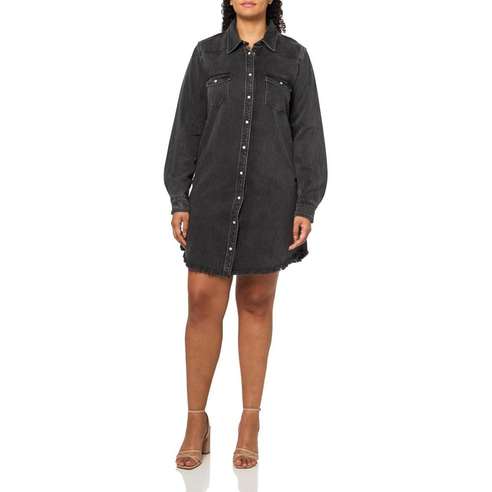 image:imageLucky Brand Womens Denim Shirt DressGrayed Out Wash