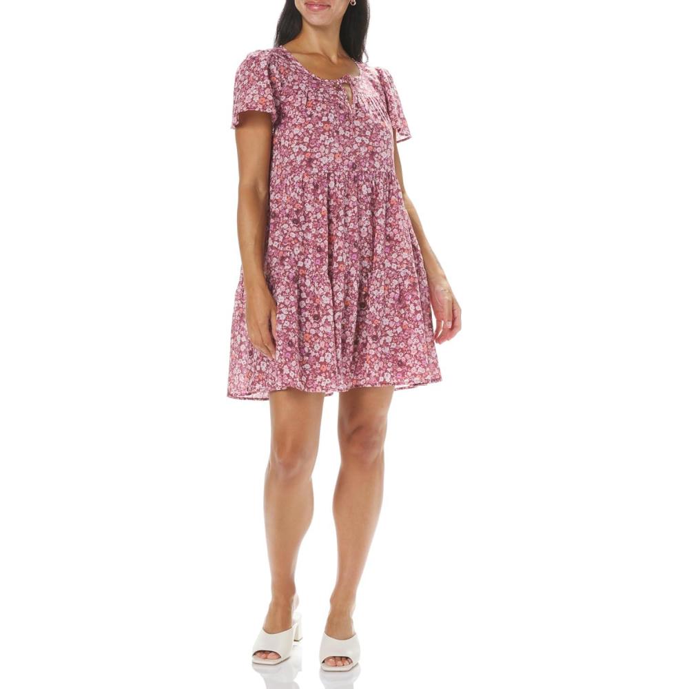 image:imageLucky Brand Womens Lucky Brand Womens Floral Printed Tiered MiniMauve Multi