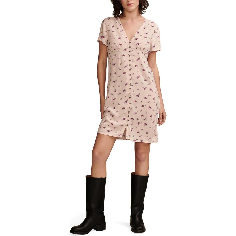 image:imageLucky Brand Womens Lucky Brand Womens Mini Short Sleeve Slip DressPeach Blush Multi