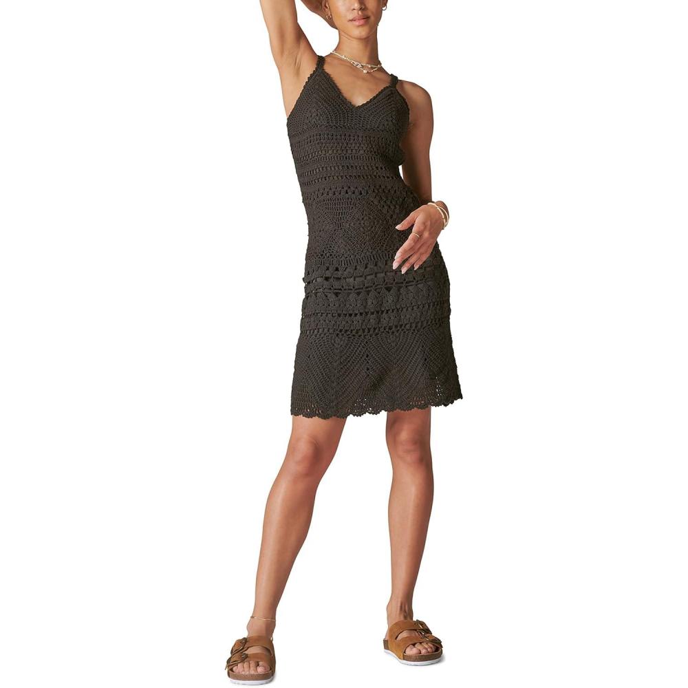 image:imageLucky Brand Womens Womens Diamond Crochet Mini DressRaven