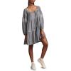 Lucky Brand Embroidered Tiered Long Sleeve Mini(Blue)