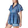 Lucky Brand Women’s Babydoll Tunic Shirt(Blue Tie Dye)
