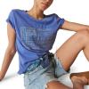 Lucky Brand Women’s Bandana Flag Emb Classic Crew(Sodalite Blue)
