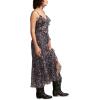 Lucky Brand Women’s Lucky Brand Women’s Ruffle V Neck Midi(Raven Multi)