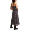 Lucky Brand Women’s Lucky Brand Women’s Ruffle V Neck Midi(Raven Multi)
