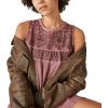 Lucky Brand Women’s Sleeveless Embroidered Knit Mini Dress(Rose Brown)