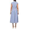 Lucky Brand Womens Smocked Dropped Waist Midi Dress(Blue Stripe)