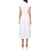 Lucky Brand Womens Smocked Dropped Waist Midi Dress(Bright White)