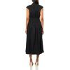 Lucky Brand Womens Smocked Dropped Waist Midi Dress(Caviar)