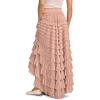 Lucky Brand Women’s Tulle Ruffle Maxi Skirt(Blush Pink)