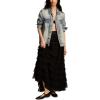 Lucky Brand Women’s Tulle Ruffle Maxi Skirt(Caviar)