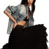 Lucky Brand Women’s Tulle Ruffle Maxi Skirt(Caviar)